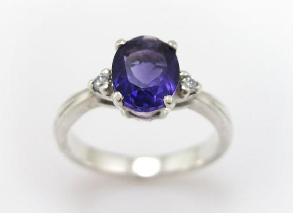 Amethyst Engagement Ring, Oval Engagement Ring, Antique Amethyst Engagement Ring, Amethyst Antique Engagement Ring, Vintage Engagement Ring