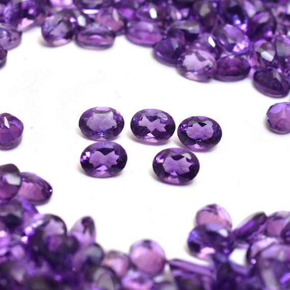 African Amethyst 3x4mm, 3x5mm Oval Cut Stone | Natural Aaa Amethyst Semi Precious Gemstone Faceted Loose Oval Cut Stone Lot For Jewelry