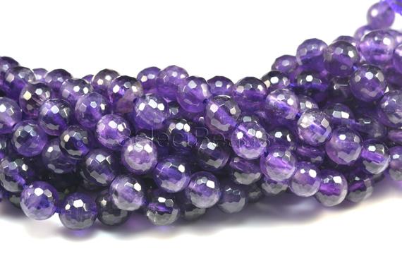 Middle Deep Purple Amethyst - Natural Amethyst Gemstone - Gemstone Beads For Jewelry Making - Faceted Round Beads -size 4-10mm -15inch