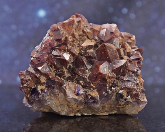 Thunder Bay Red Cap Amethyst Cluster From Canada | Hematite Inclusions | Sparkly Base | 2.93" | 271.1 Grams