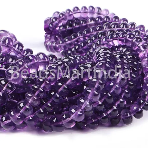 Amethyst Smooth Rondelle Shape Beads, Amethyst 9-11mm Rondelle Beads, Amethyst Smooth Beads, Natural Amethyst Plain Beads, Amethyst Beads
