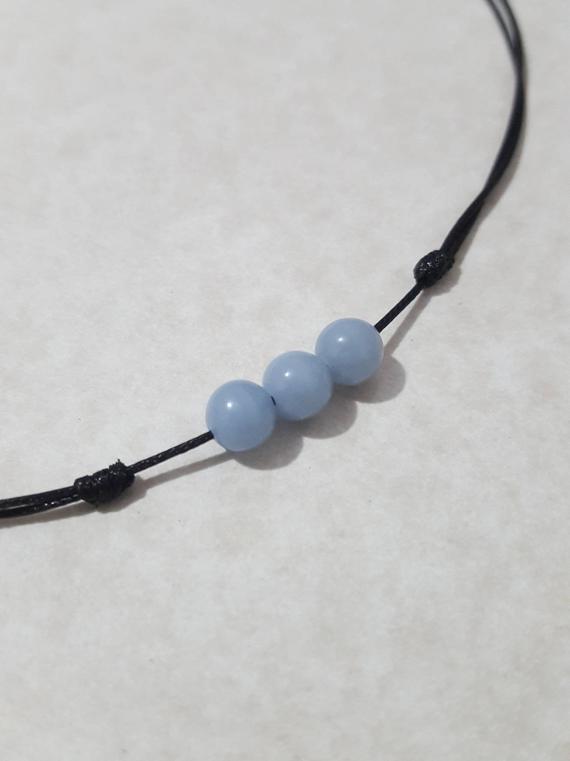 Angelite Choker Necklace Angelite Necklace Angelite Jewelry Angelite Choker Cord Necklace For Women Gift For Her Gifts For Best Friend Gift