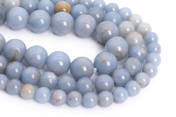 Genuine Natural Angelite Loose Beads Grade A Round Shape 6mm 8mm 9-10mm