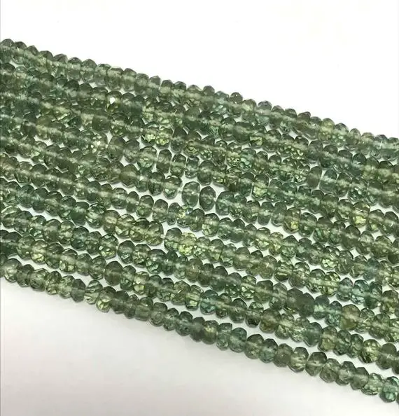 3 - 3.5 Mm Green Apatite Micro Faceted Rondelle Gemstone Beads Strand Sale / 3 Mm Rondelle Beads Wholesale / Faceted Rondelle Beads