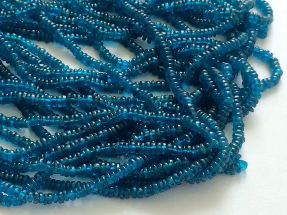 3.5-4mm Blue Apatite Plain Rondelle Beads, Neon Blue Apatite Plain Beads, Apatite Plain Rondelle For Jewlery (6.5in To 13in Options)