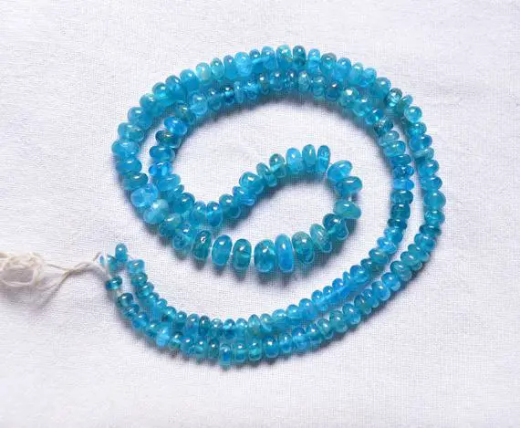 Natural Neon Blue Apatite Beads, Smooth Round Apatite Beads, Gemstone For Jewellery, Apatite Beads, 4.5mm - 8.5mm, 18" Strand #pp9087