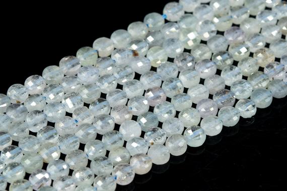Genuine Natural Light Gray Blue Aquamarine Loose Beads Grade Aa Faceted Flat Round Button Shape 4mm
