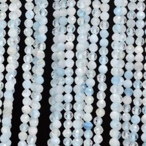 Shop Aquamarine Faceted Beads! Genuine Natural Aquamarine Loose Beads Faceted Round Shape 2-3mm 3mm 3-4mm | Natural genuine faceted Aquamarine beads for beading and jewelry making.  #jewelry #beads #beadedjewelry #diyjewelry #jewelrymaking #beadstore #beading #affiliate #ad