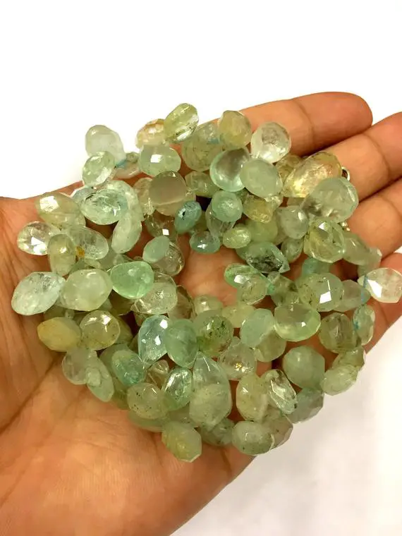 Natural Aquamarine Faceted Pear Shape Beads Aquamarine Peardrop Beads Aquamarine Beads Aquamarine String For Making Jewelry 18" Strand