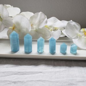 Shop Aquamarine Stones & Crystals! Aquamarine mini tower point | Natural genuine stones & crystals in various shapes & sizes. Buy raw cut, tumbled, or polished gemstones for making jewelry or crystal healing energy vibration raising reiki stones. #crystals #gemstones #crystalhealing #crystalsandgemstones #energyhealing #affiliate #ad