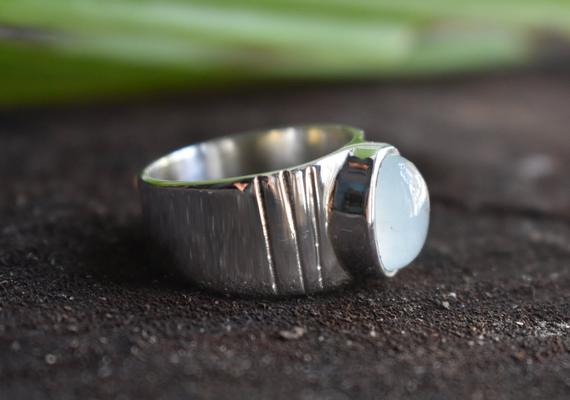Handmade Aquamarine 925 Silver Ring, Unisex Design