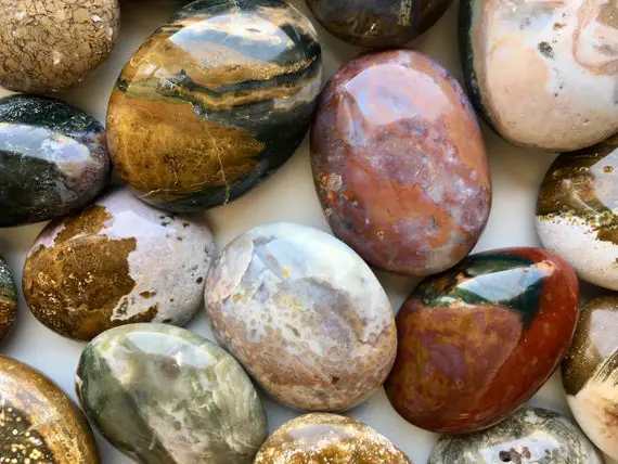 Assorted Ocean Jasper Palm Stone | Soothing Crystal | Crystal Palmstone | Jasper Palm Stone | Stone For Healing | Meditation Stone