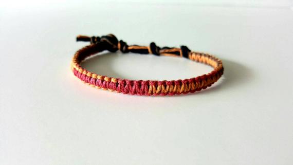 Autumn Orange Brown Red Hemp Bracelet | Hippie Bracelet | Hemp Anklet | Hemp Jewelry | Hippie | Eco Friendly Gift | Natural Bracelet