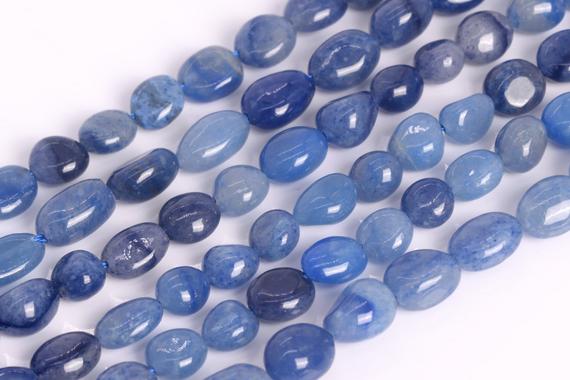 Natural Blue Aventurine Loose Beads Grade Aaa Pebble Nugget Shape 6-8mm