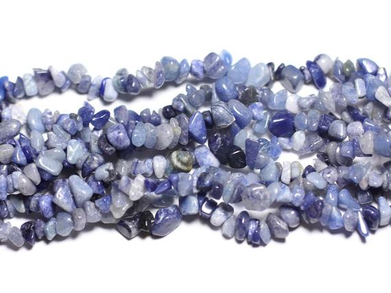 Fil 89cm 240pc Env - Perles De Pierre - Aventurine Bleue Rocailles Chips 5-10mm