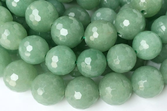15.5“ 12mm14mm Natural Green Aventurine Round Faceted Beads, Semi-precious Stone, Natural Green Diy Beads Jgxo
