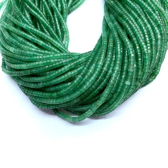 Green Aventurine Heishi Round Beads 3mm 4mm, Small Green Aventurine Seed Beads, Green Gemstone Cylinder Beads, Aventurine Tube Spacer Beads