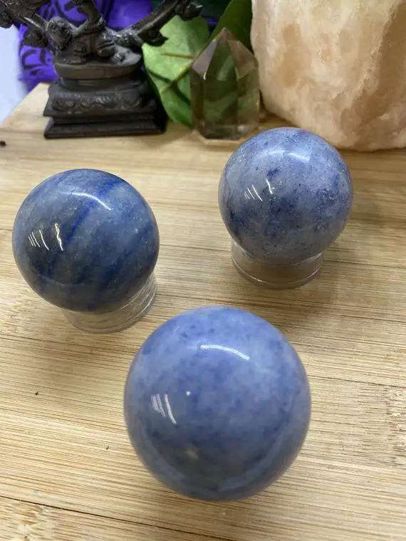 Blue Aventurine 40mm Sphere Crystal Ball  Orb Geode Shelf 8