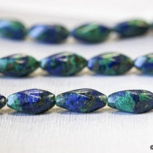 Shop Azurite Beads! M/ Azurite Malachite 8x16mm/ 10x20mm Swirl Beads 15.5“ strand Good Material, High Quality, For Jewelry Designs | Natural genuine beads Azurite beads for beading and jewelry making.  #jewelry #beads #beadedjewelry #diyjewelry #jewelrymaking #beadstore #beading #affiliate #ad
