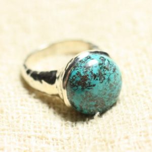 Shop Azurite Rings! N120 – 925 Sterling Silver Ring And Stone – Azurite Round 15mm | Natural genuine Azurite rings, simple unique handcrafted gemstone rings. #rings #jewelry #shopping #gift #handmade #fashion #style #affiliate #ad