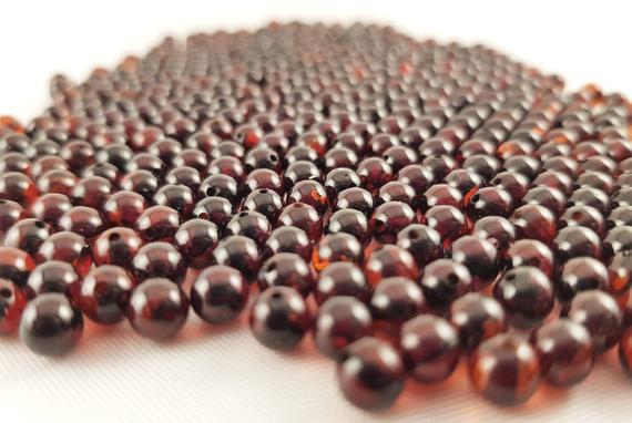 Baltic Amber Beads / Round Amber Beads / Cherry Amber Beads / With Drilled Hole / Jewelry Making / Genuine Amber Beads 5 Mm / Wholesale