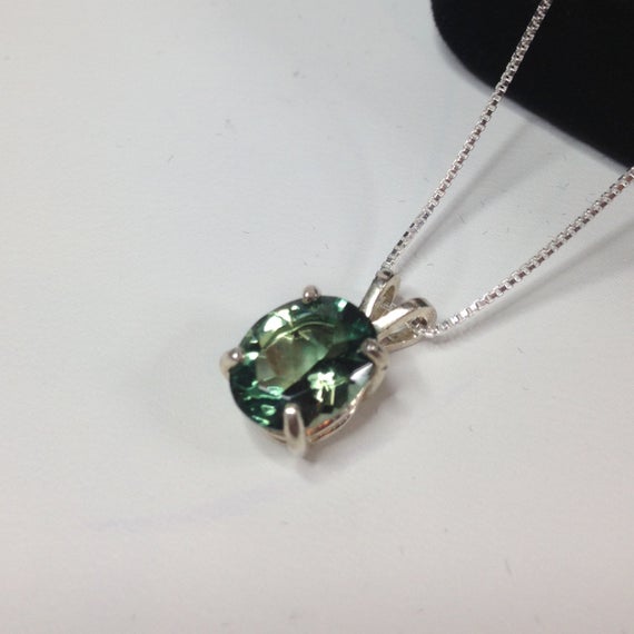 Beautiful 3ct Oval Cut Green Amethyst Prasiolite Sterling Silver Solitaire Pendant Necklace Jewelry Trends Green Tourmaline Necklace Gift