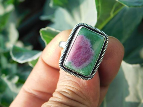 Beautiful Ruby Zoisite Ring* Sterling Silver Ring*handmade Ring* Ruby Zoisite Jewellery*stone Ring*statement Ring*boho Ring*antique Ring*m27
