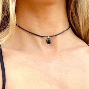 Crystal choker, Black tourmaline choker necklace, obsidian choker, Rose quartz choker, carnelian gemstone, leather choker, protection stone | Natural genuine Array necklaces. Buy crystal jewelry, handmade handcrafted artisan jewelry for women.  Unique handmade gift ideas. #jewelry #beadednecklaces #beadedjewelry #gift #shopping #handmadejewelry #fashion #style #product #necklaces #affiliate #ad