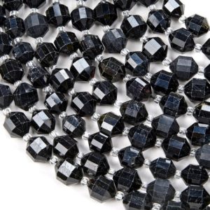Shop Black Tourmaline Faceted Beads! 6MM Natural Black Tourmaline Gemstone Faceted Prism Double Point Cut Loose Beads BULK LOT 1,2,6,12 and 50 (D29) | Natural genuine faceted Black Tourmaline beads for beading and jewelry making.  #jewelry #beads #beadedjewelry #diyjewelry #jewelrymaking #beadstore #beading #affiliate #ad
