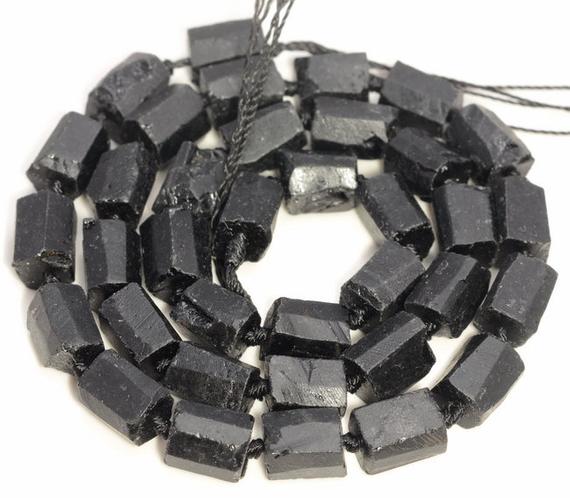 Genuine Natural Rough Black Tourmaline Gemstone Grade Aaa Faceted Round Tube Beads 16" Lot 1,2,6,12 And 50 (a237)