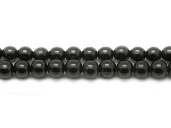 Fil 39cm 32pc Env - Perles De Pierre - Tourmaline Noire Boules 12mm