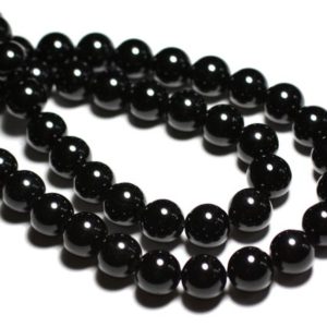 Shop Black Tourmaline Bead Shapes! 39cm env – stone beads – black Tourmaline 47pc yarn balls 8mm | Natural genuine other-shape Black Tourmaline beads for beading and jewelry making.  #jewelry #beads #beadedjewelry #diyjewelry #jewelrymaking #beadstore #beading #affiliate #ad