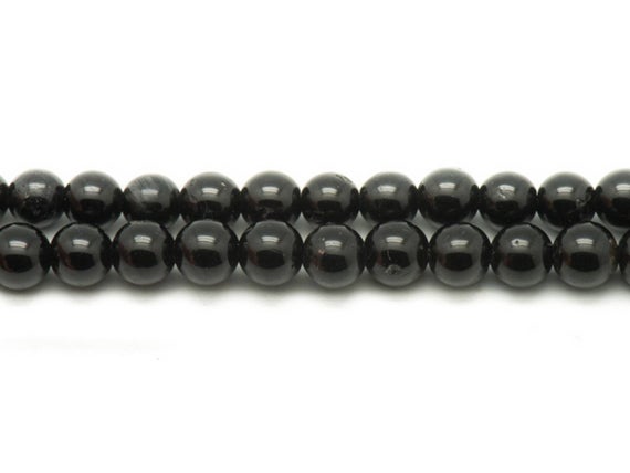 Fil 39cm 37pc Env - Perles De Pierre - Tourmaline Noire Boules 10mm