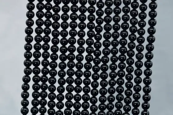 Genuine Natural Black Tourmaline Loose Beads Brazil Grade Aa Round Shape 3mm 4mm 5mm