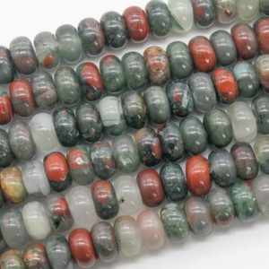 Shop Bloodstone Rondelle Beads! Genuine Natural Gray & Red Blood Stone Loose Beads Rondelle Shape 10x6MM | Natural genuine rondelle Bloodstone beads for beading and jewelry making.  #jewelry #beads #beadedjewelry #diyjewelry #jewelrymaking #beadstore #beading #affiliate #ad