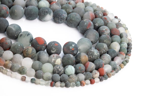 Genuine Natural Matte Gray & Red Blood Stone Loose Beads Round Shape 6mm 8mm 10mm 15mm