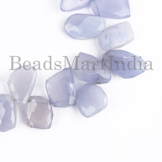 Extremely Rare Blue Chalcedony Faceted Nugget Beads, Natural Chalcedony Beads, Chalcedony Faceted Beads, Blue Chalcedony Nuggets Beads