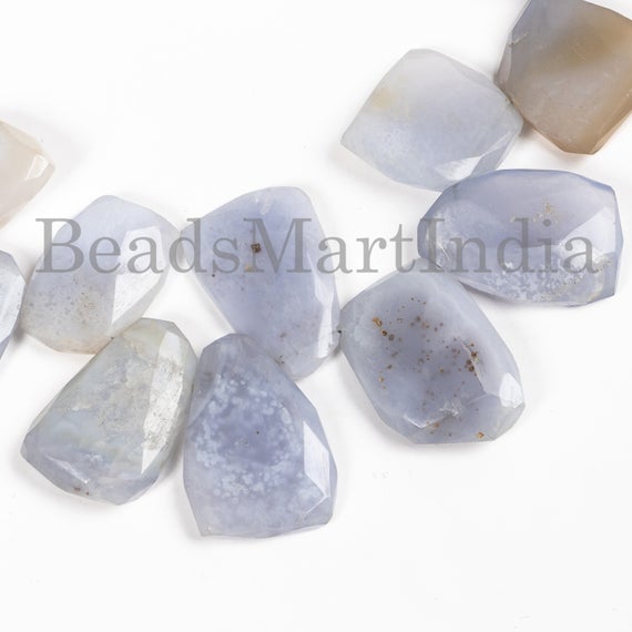 Blue Chalcedony Faceted Nugget Natural Beads, Natural Chalcedony Beads, Chalcedony Faceted Beads, Blue Chalcedony Nuggets Beads
