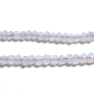Shop Blue Chalcedony Faceted Beads! 10pc – Stone Beads – Chalcedony Faceted Washers 2-3mm white light sky blue pastel – 4558550090300 | Natural genuine faceted Blue Chalcedony beads for beading and jewelry making.  #jewelry #beads #beadedjewelry #diyjewelry #jewelrymaking #beadstore #beading #affiliate #ad
