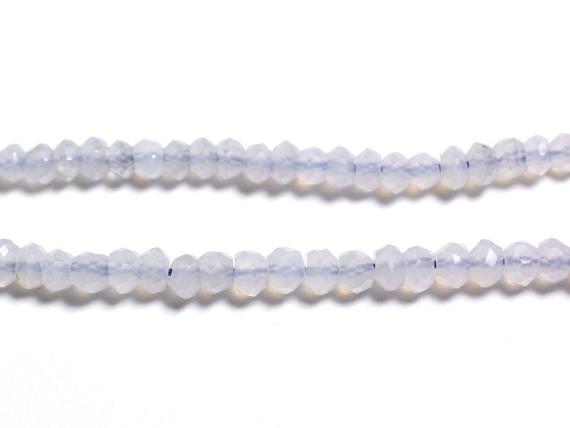 10pc - Perles Pierre - Calcédoine Rondelles Facettées 2-3mm Blanc Bleu Ciel Clair Pastel - 4558550090300