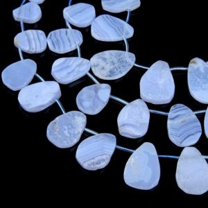 Shop Blue Lace Agate Chip & Nugget Beads! 12X16-22x28MM Chalcedony Blue Lace Agate Gemstone AAA Gradated Irregular Teardrop Nugget Beads 15.5 inch Full Strand BULK (80008613-D50) | Natural genuine chip Blue Lace Agate beads for beading and jewelry making.  #jewelry #beads #beadedjewelry #diyjewelry #jewelrymaking #beadstore #beading #affiliate #ad