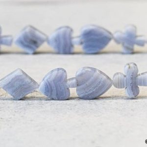 L/ Blue Lace Agate 16-17mm Poker Suits Beads  Length 15" long  Special cutting | Natural genuine other-shape Blue Lace Agate beads for beading and jewelry making.  #jewelry #beads #beadedjewelry #diyjewelry #jewelrymaking #beadstore #beading #affiliate #ad