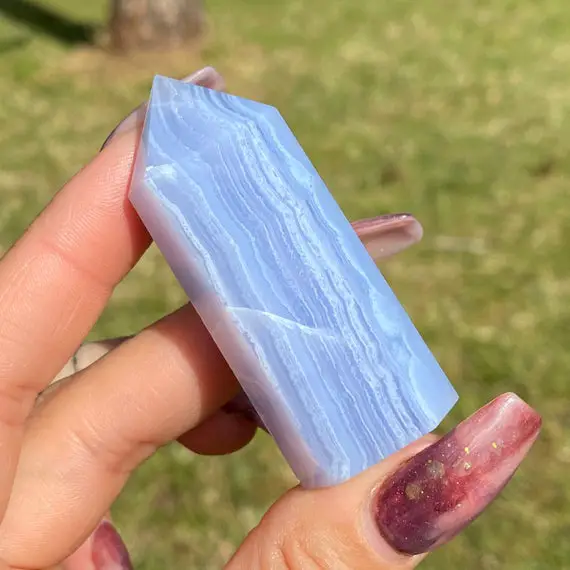 Blue Lace Agate Tower, Blue Lace Agate Point, Blue Lace Agate, Pillar, Points, Obelisk, Meditation Crystals