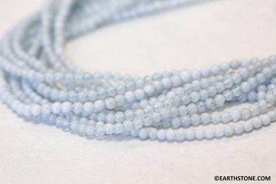 Xs/ Blue Lace Agate 2mm/ 3mm Round Beads 16" Strand Tiny Light Blue Gemstone Beads For Jewelry Making
