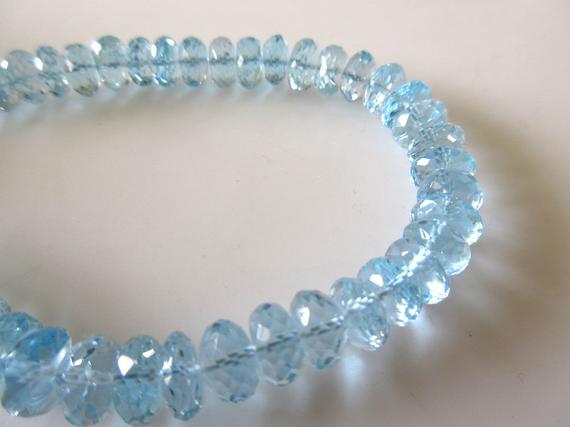 Blue Topaz Rondelle Beads, 7mm Blue Topaz Rondelles, Natural Blue Topaz Loose Faceted Rondelle Beads, 9 Inch Strand, Gds1136