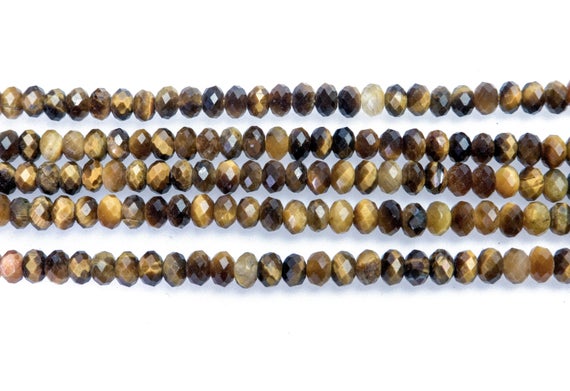 Brown Tigers Eye Small Spacer Beads - Small Rondelle Beads Wholesale - Bulk Faceted Gemstones -stones For Jewelry Making -15inch