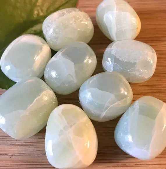 Tumbled Seafoam Calcite Stones Set With Gift Bag And Note