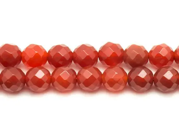5pc - Stone Beads - Carnelian Faceted Balls 8mm 4558550026163