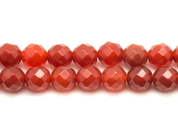 5pc - Perles De Pierre - Cornaline Boules Facettées 8mm   4558550026163