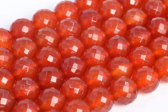 Genuine Natural Red Carnelian Loose Beads Micro Faceted Round Shape 8mm 10mm